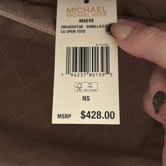 NWT MICHAEL KORS MAEVE VANILLA/LUGG  LG OPEN TOTE BAG - Picture 2 of 7